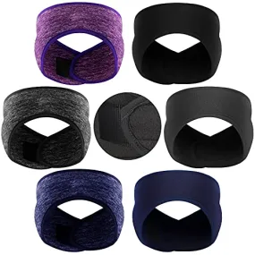 6 Pieces Winter Ear Warmer Headband Ear Muffs Warmers Adjustable Stretchy Ear Cover Full Cover Headbands Winter Sports Sweatbands for Women Men Outdoor Activities Sports (Assorted Color)