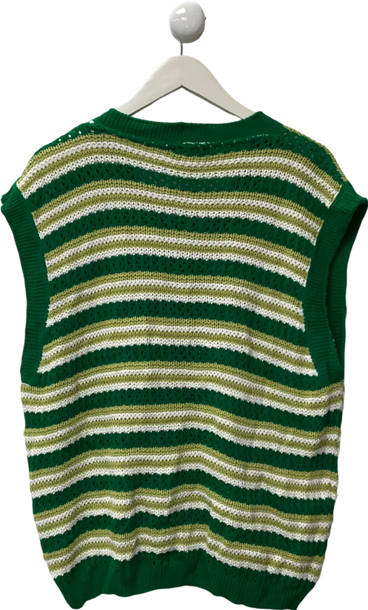 boohooMan Green Button Knitted Vest Cardigan UK M