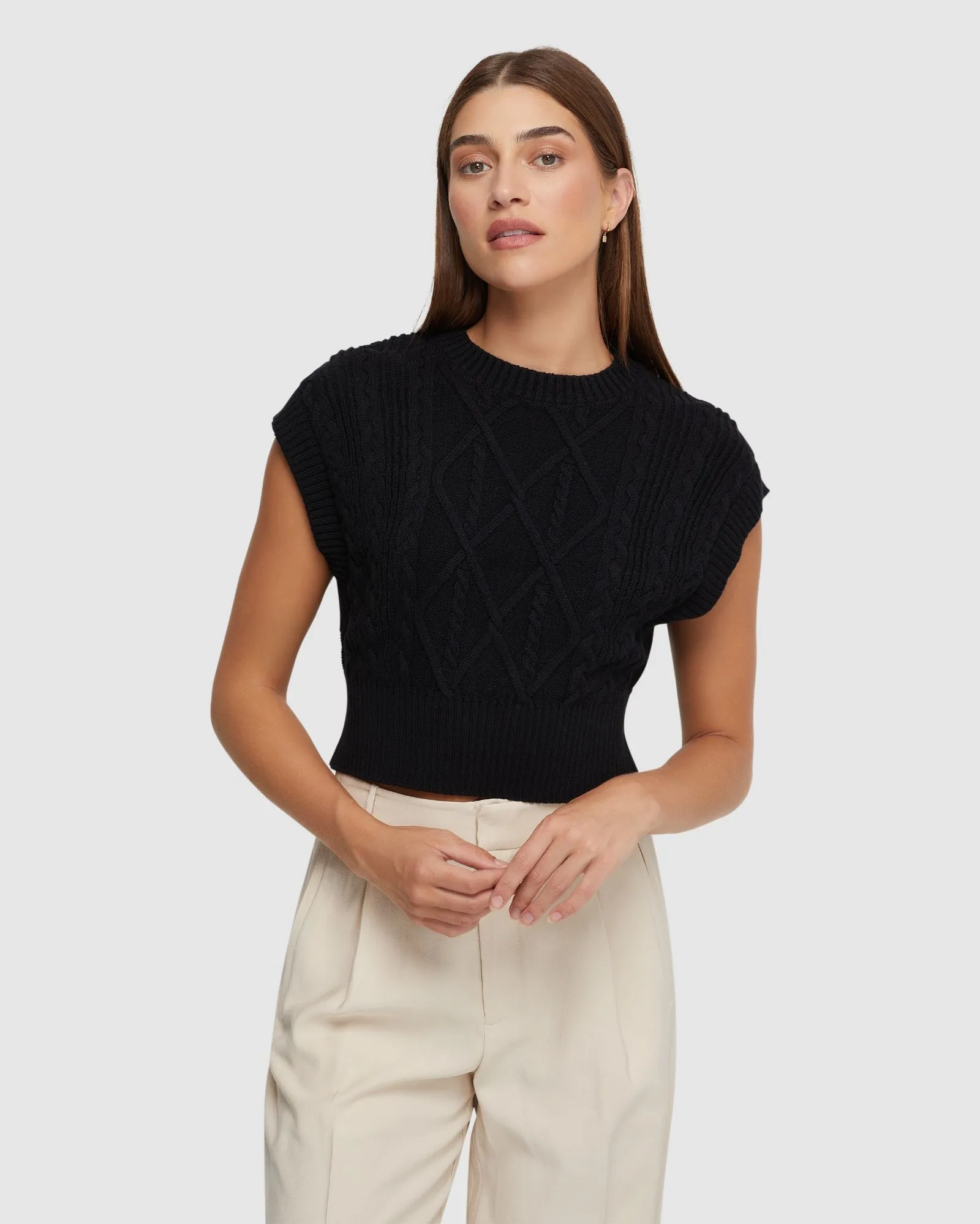 Carly Cable Knit Vest