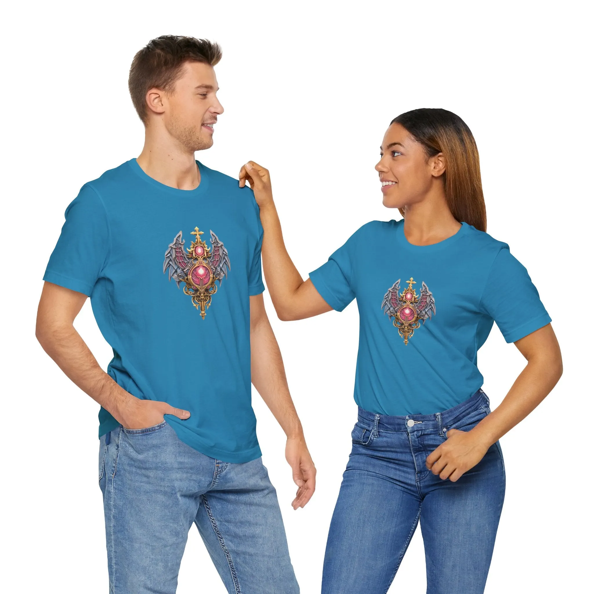 DND Sword with Wings and Pink Jewels - Short Sleeve T-Shirt XS-5XL