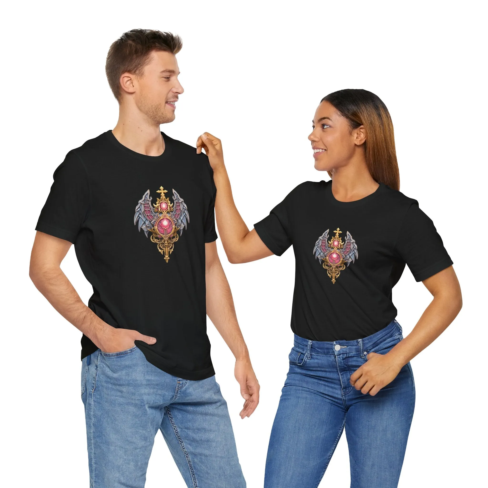 DND Sword with Wings and Pink Jewels - Short Sleeve T-Shirt XS-5XL