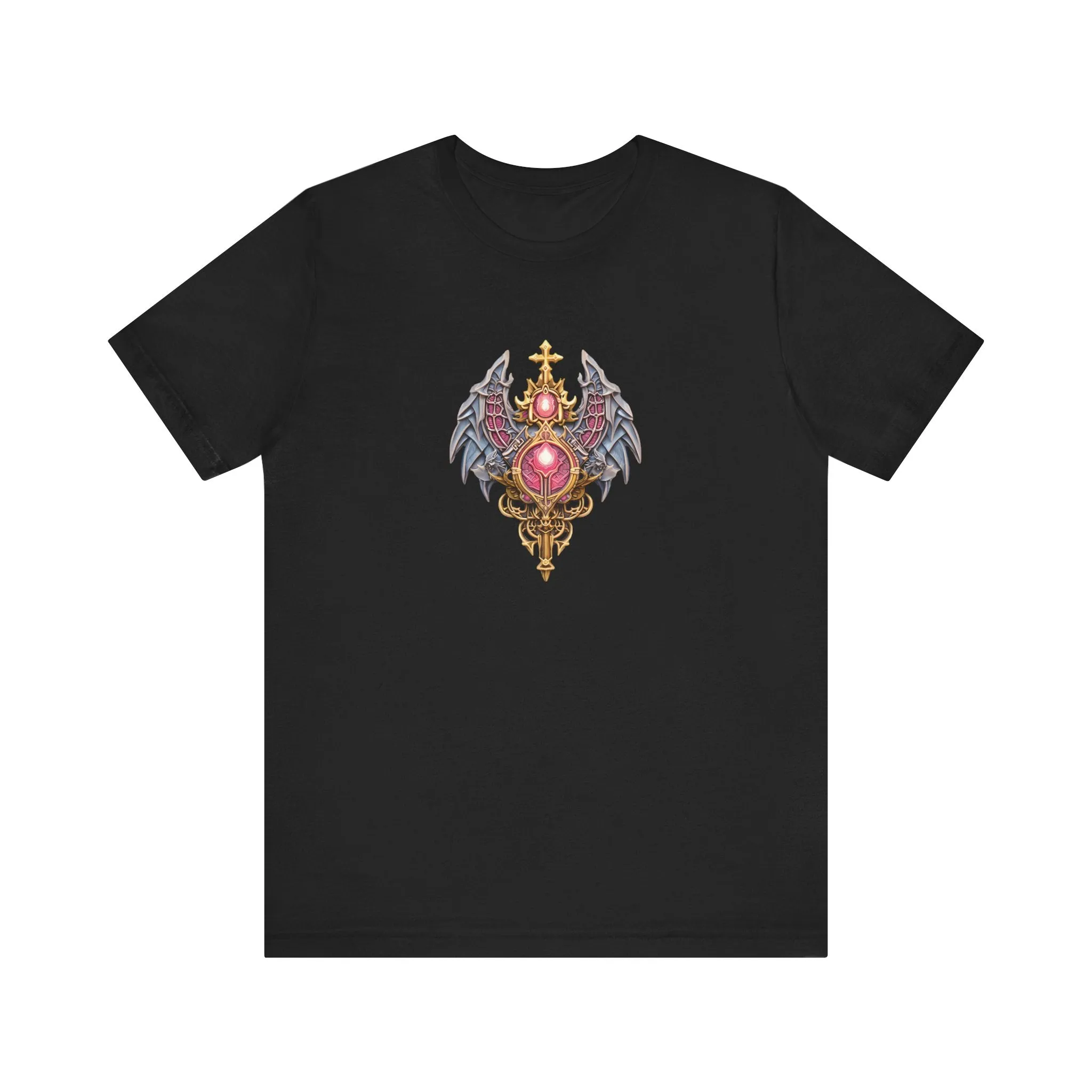 DND Sword with Wings and Pink Jewels - Short Sleeve T-Shirt XS-5XL