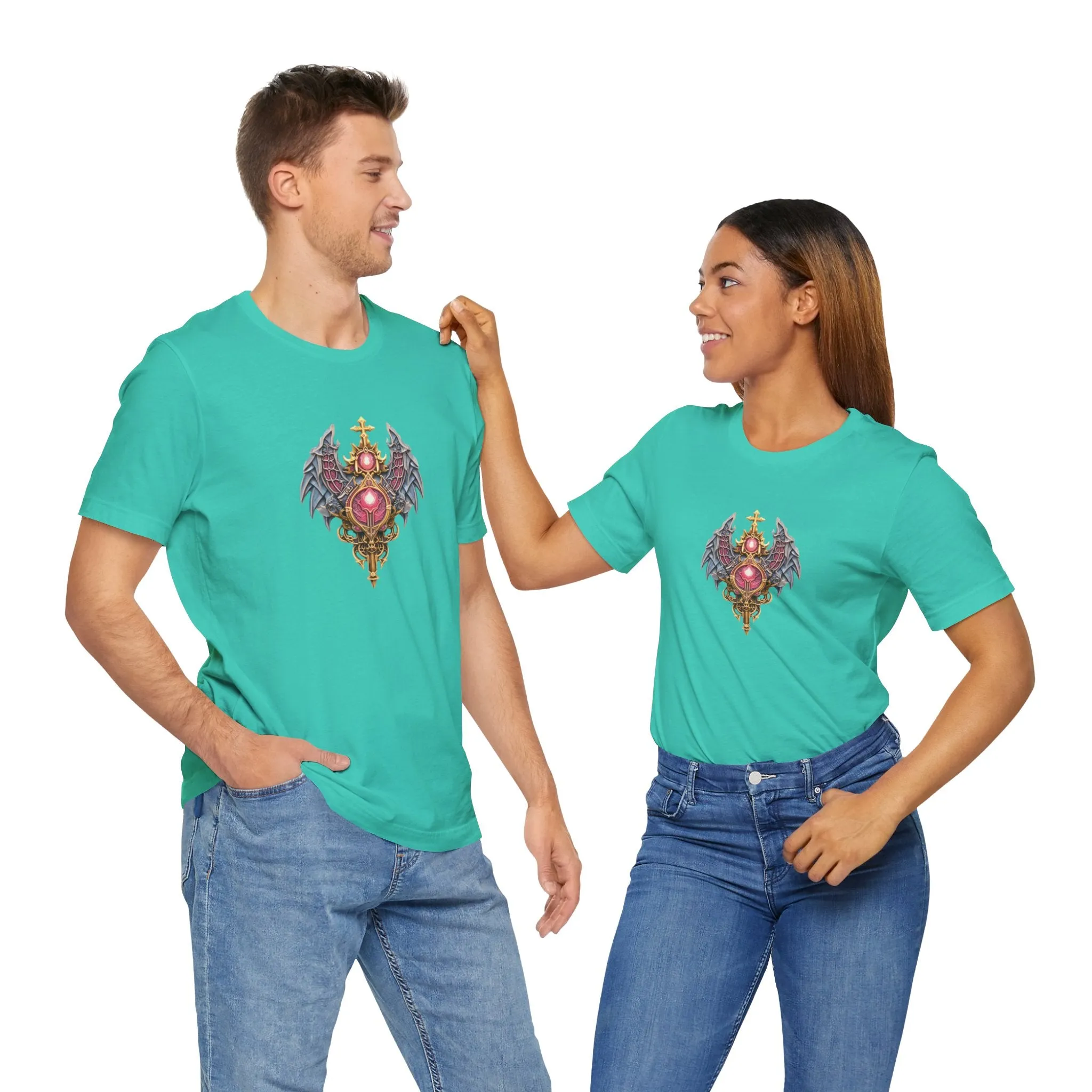 DND Sword with Wings and Pink Jewels - Short Sleeve T-Shirt XS-5XL