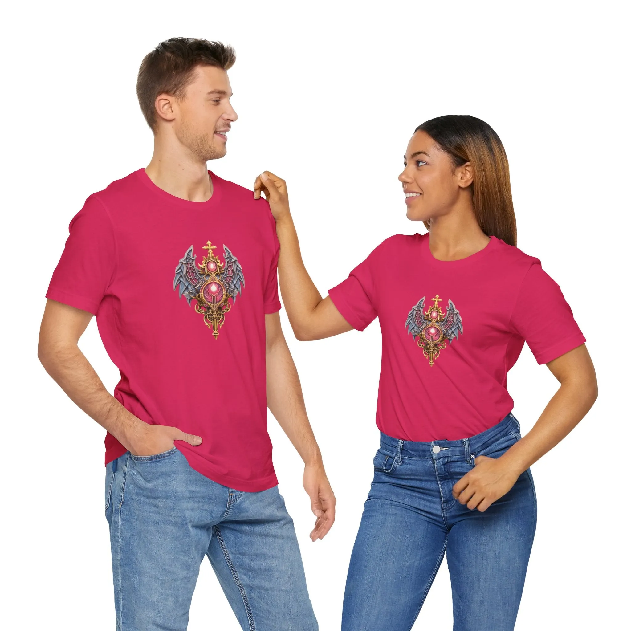 DND Sword with Wings and Pink Jewels - Short Sleeve T-Shirt XS-5XL