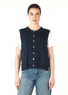 Essential Button Knitted Vest - Denim