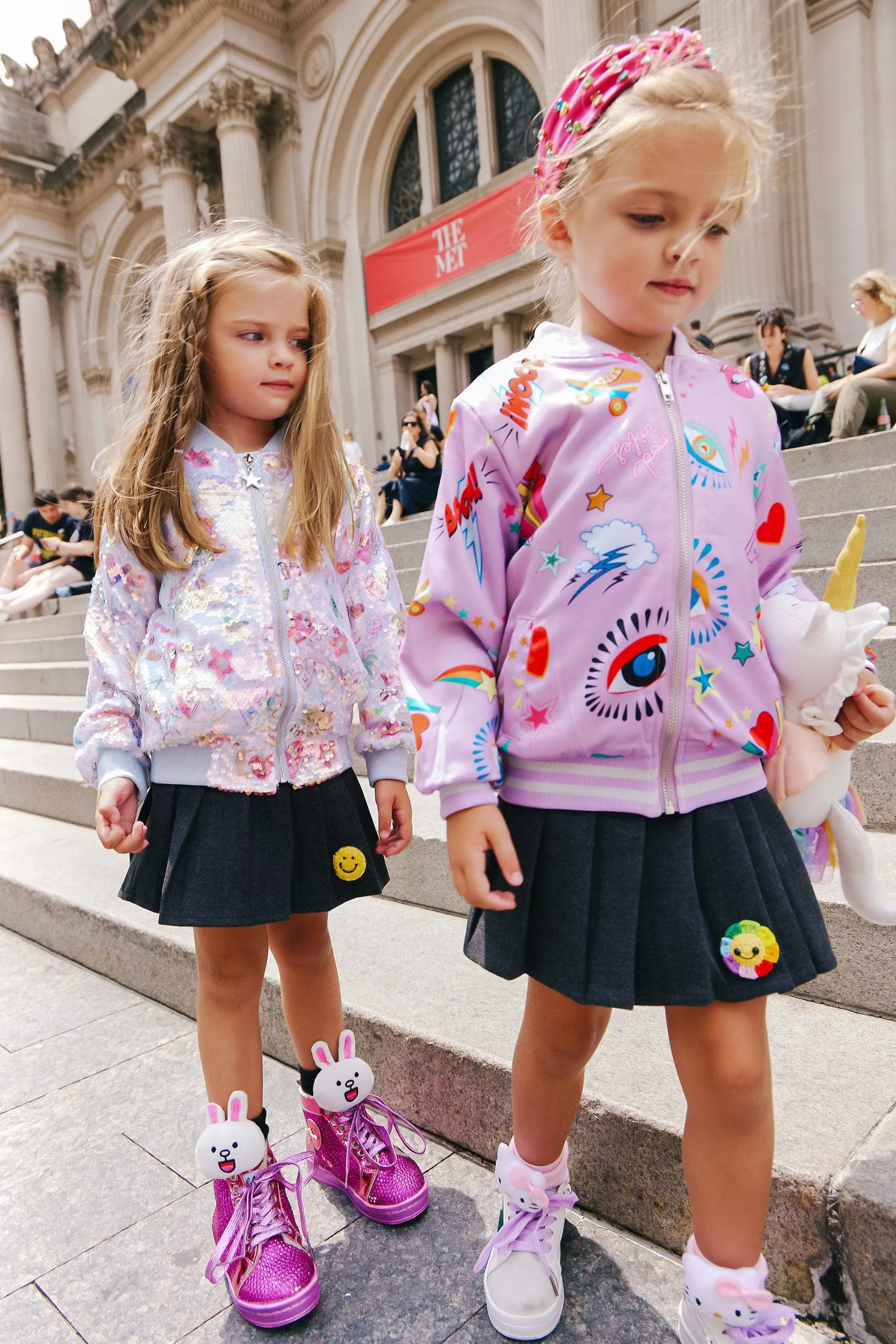 GOOD VIBES Doodle Sequin Bomber