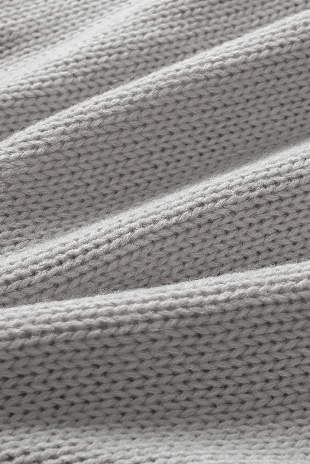 Grey Turtle Neck Braided Knitted Vest Sweater