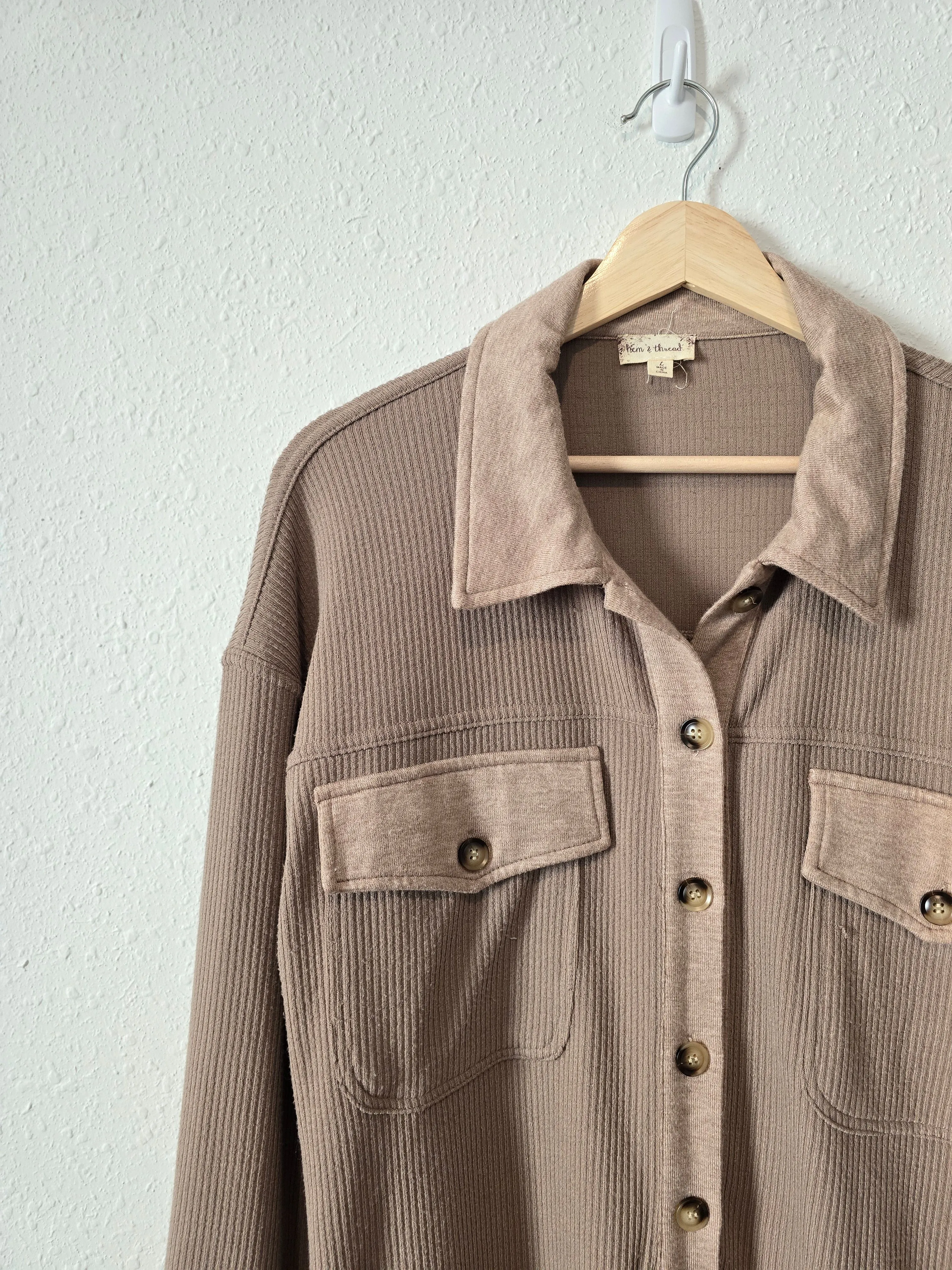 Hem & Thread Ribbed Button Up (L)