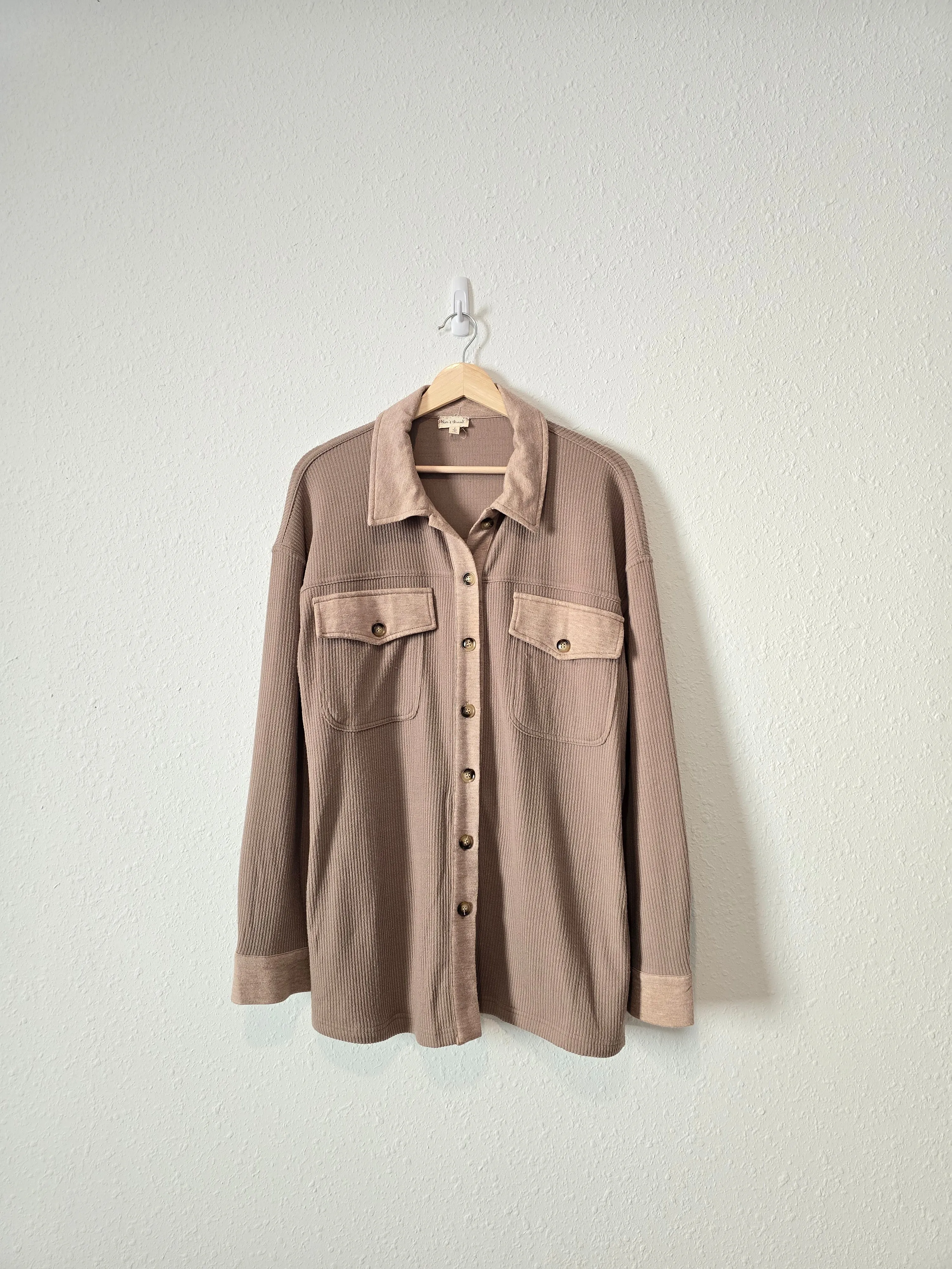 Hem & Thread Ribbed Button Up (L)