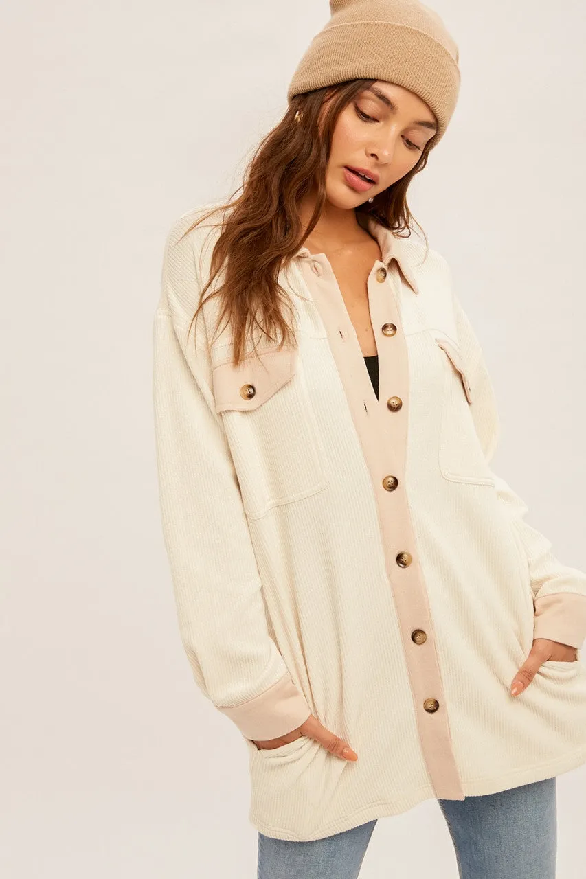 Hem & Thread Ribbed Button Up (L)