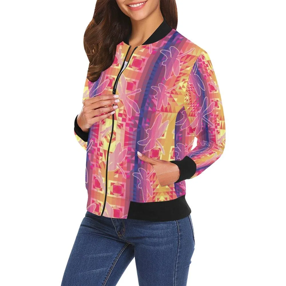 Kaleidoscope Dragonfly Bomber Jacket for Women