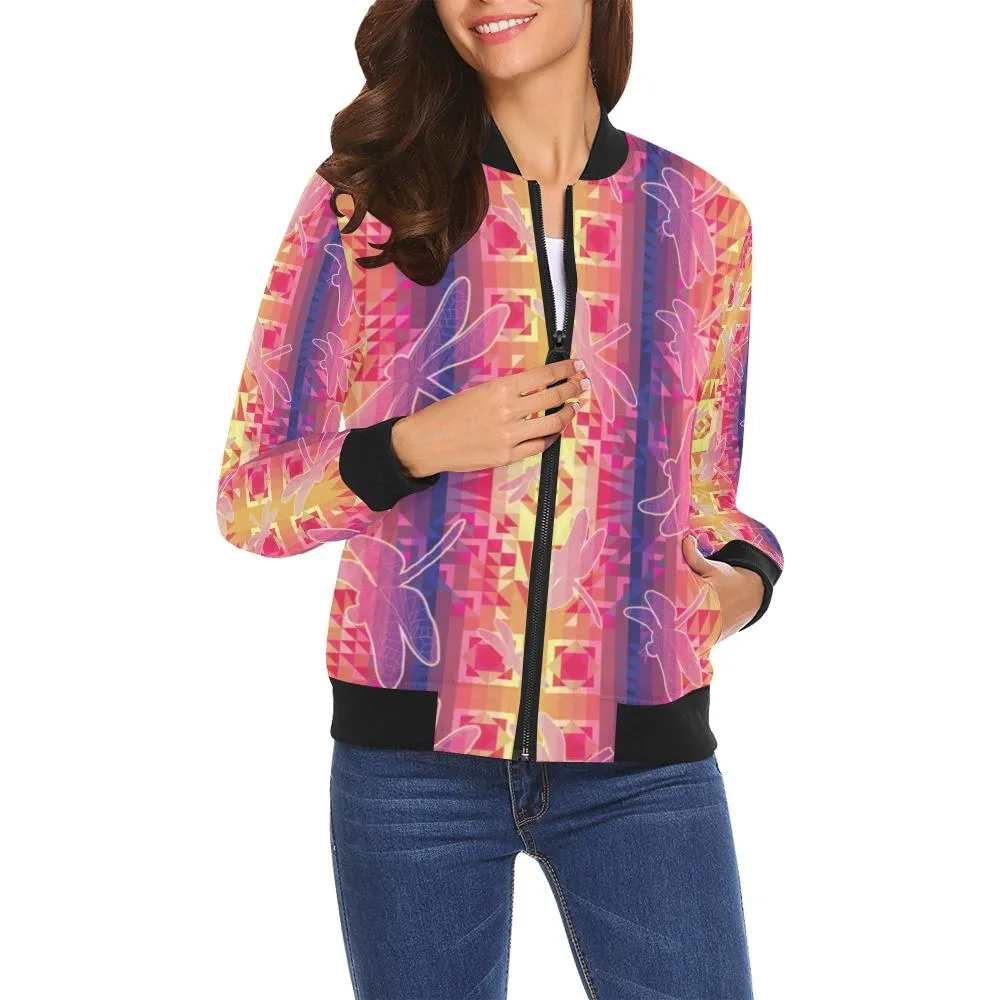 Kaleidoscope Dragonfly Bomber Jacket for Women