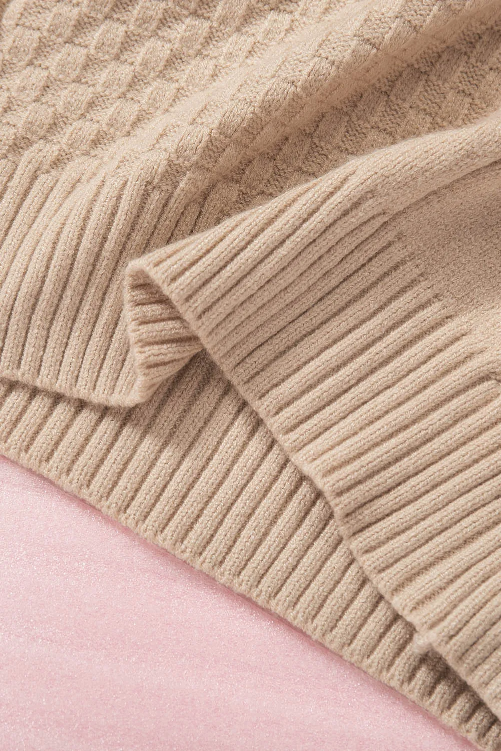Khaki V-Neck Twist Knitted Vest Sweater
