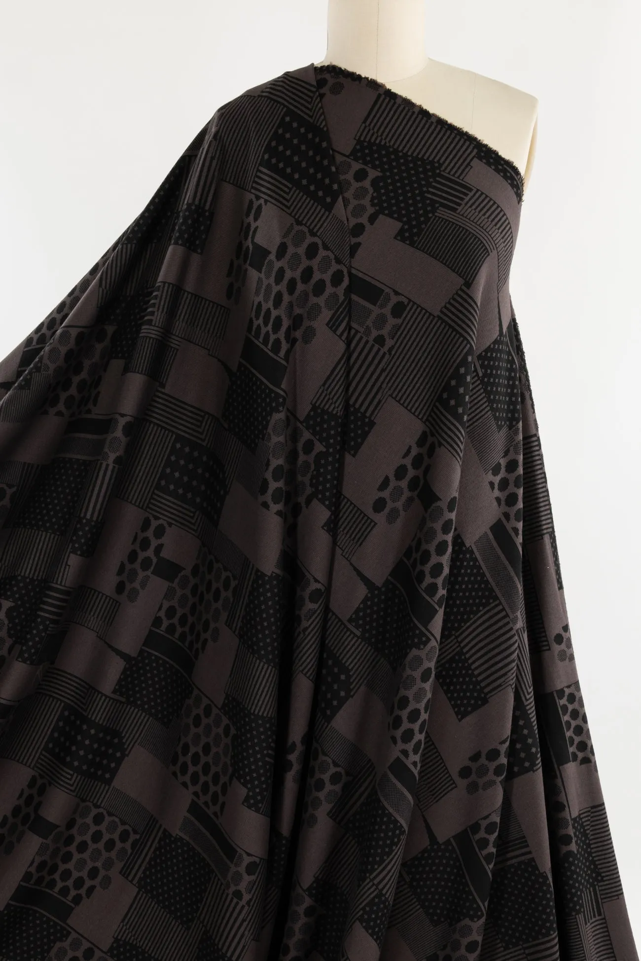 Mocha Patches Jacquard Ponte Knit