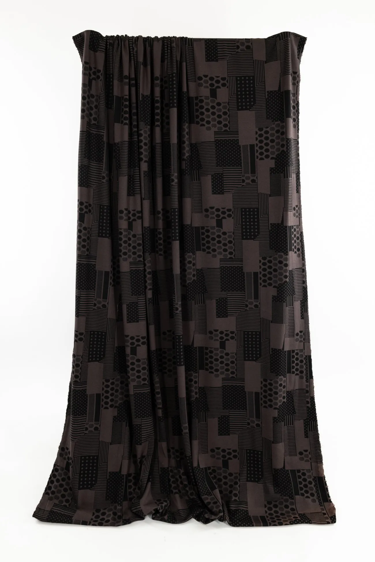 Mocha Patches Jacquard Ponte Knit