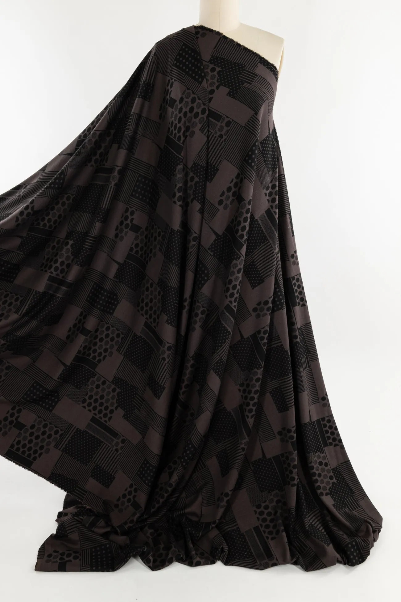 Mocha Patches Jacquard Ponte Knit