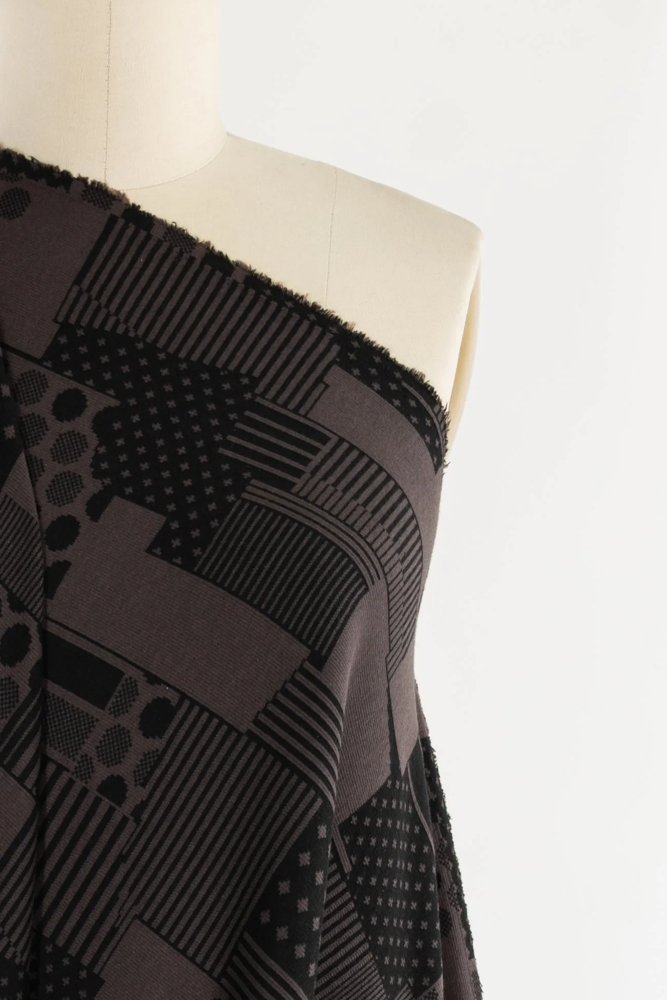 Mocha Patches Jacquard Ponte Knit