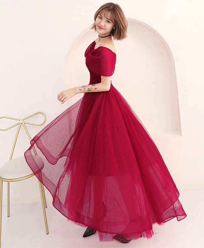 Simple Off Shoulder Tulle Prom Dress, Tulle Evening Dress