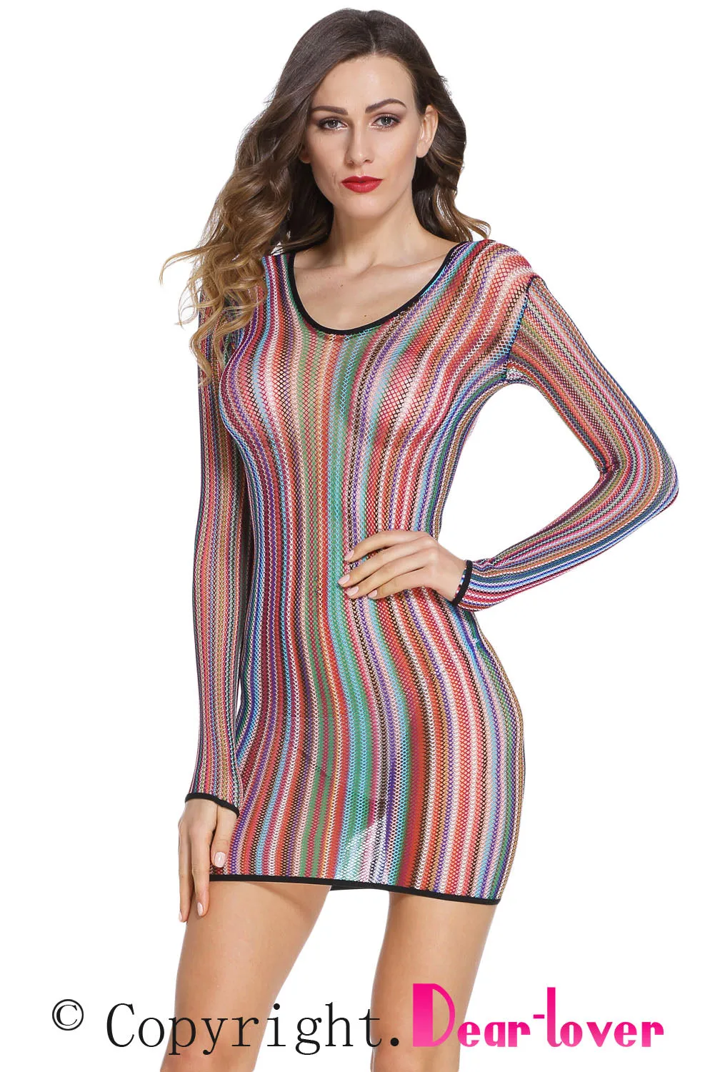 Stripe Fishnet Chemise Dress